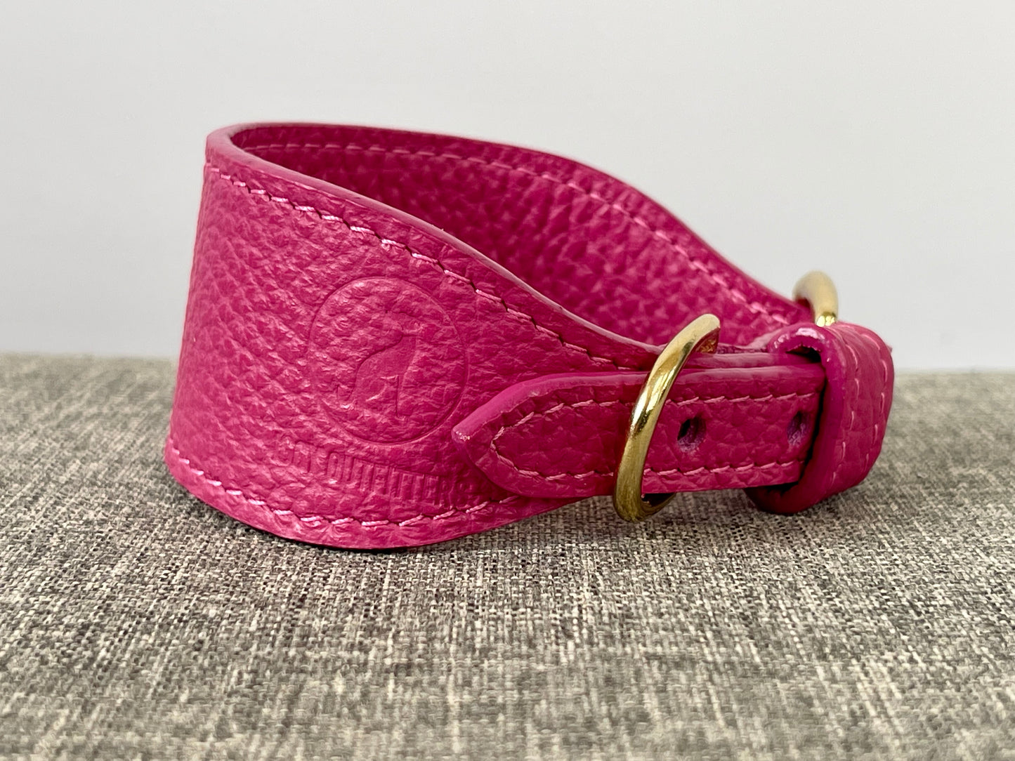 Super soft leather Italian Greyhound collar - Passion Pink
