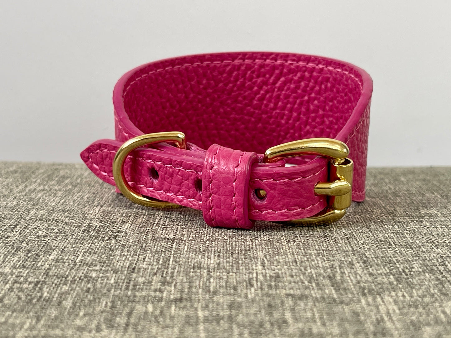 Super soft leather Italian Greyhound collar - Passion Pink