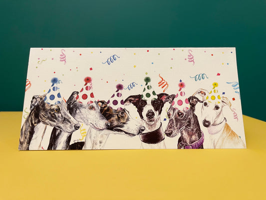 Greyhound birthday/greetings card. I heard it through the greyvine