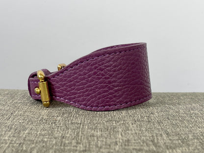 Super soft leather Whippet collar -  Eggplant Purple