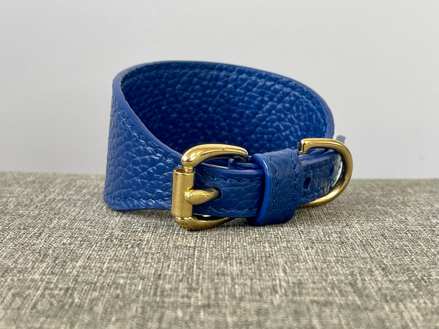 Super soft leather Italian Greyhound collar - Indian Ocean Blue