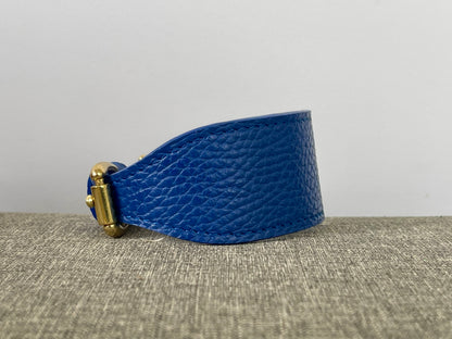 Super soft leather Italian Greyhound collar - Indian Ocean Blue