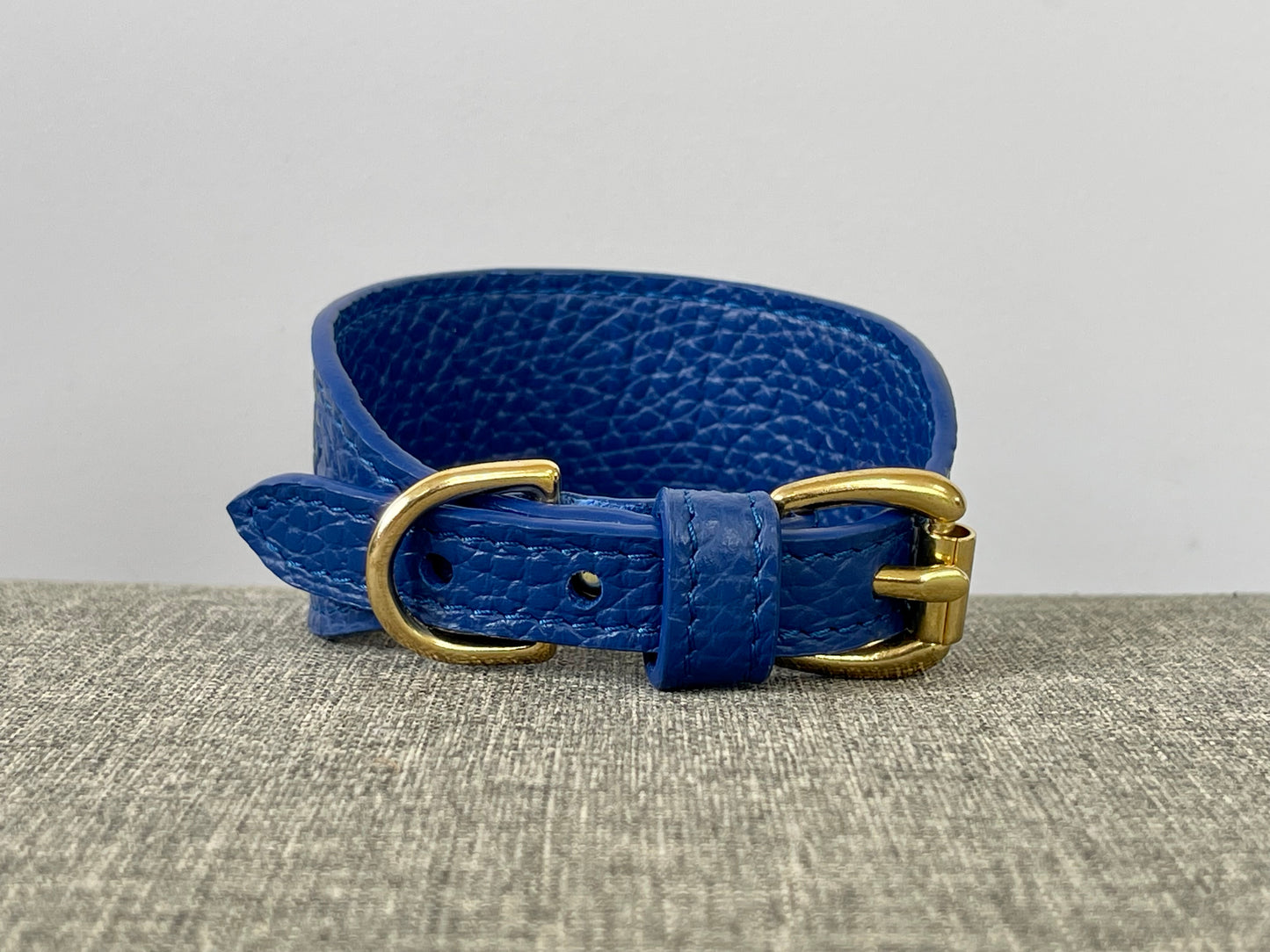 Super soft leather Whippet collar -  Indian Ocean Blue