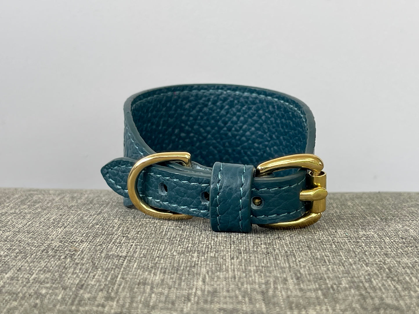 Super soft leather Italian Greyhound collar - Mallard Green