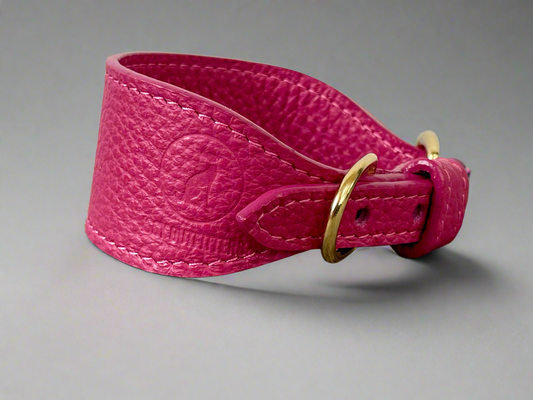 Super soft leather Whippet collar -  Passion Pink