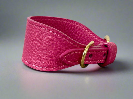 Super soft leather Italian Greyhound collar - Passion Pink