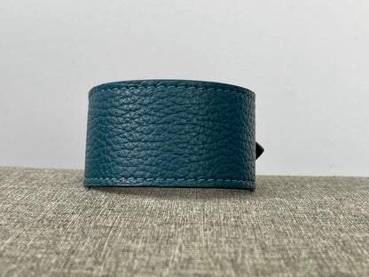 Super soft leather Italian Greyhound collar - Mallard Green