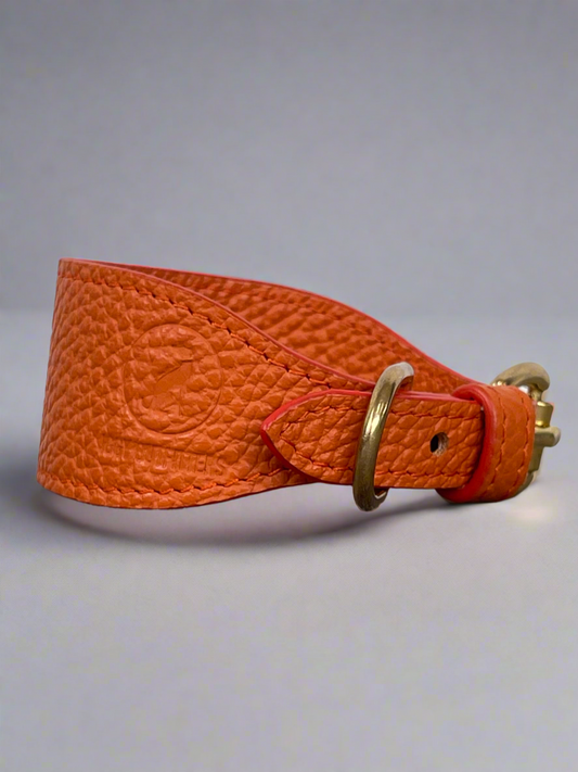 Super soft leather Whippet collar - Burnt Orange