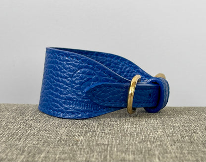 Super soft leather Italian Greyhound collar - Indian Ocean Blue