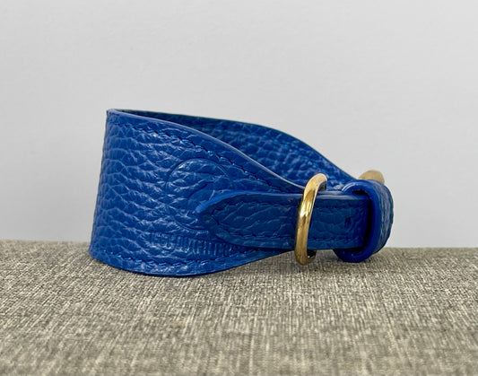 Super soft leather Italian Greyhound collar - Indian Ocean Blue