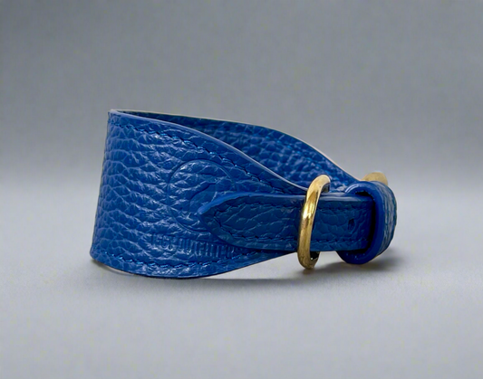 Super soft leather Italian Greyhound collar - Indian Ocean Blue