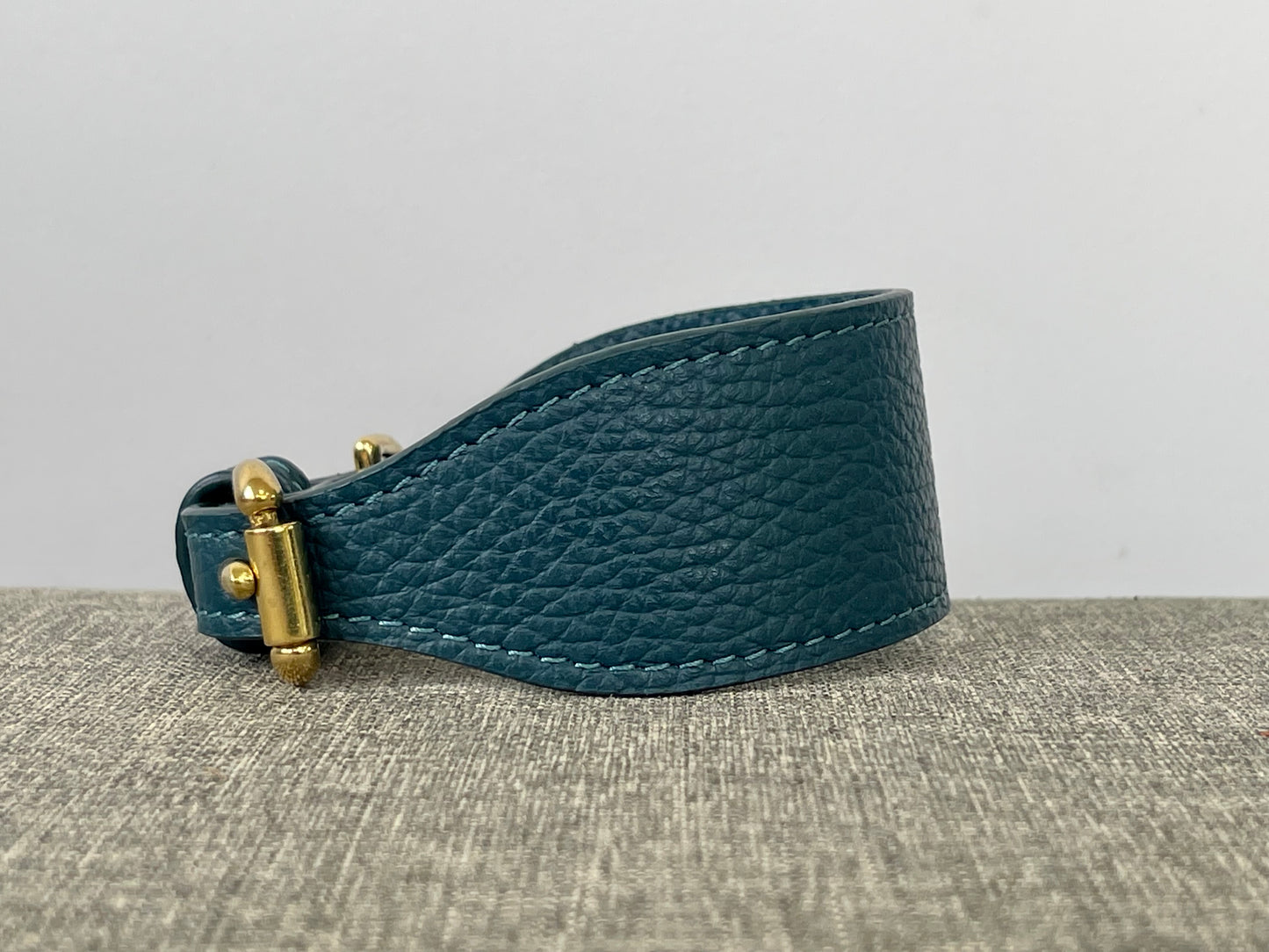 Super soft leather Italian Greyhound collar - Mallard Green