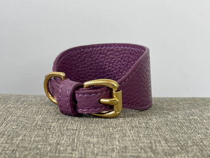 Super soft leather Whippet collar -  Eggplant Purple