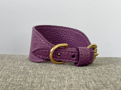 Super soft leather Italian Greyhound collar - Egg Plant Purple