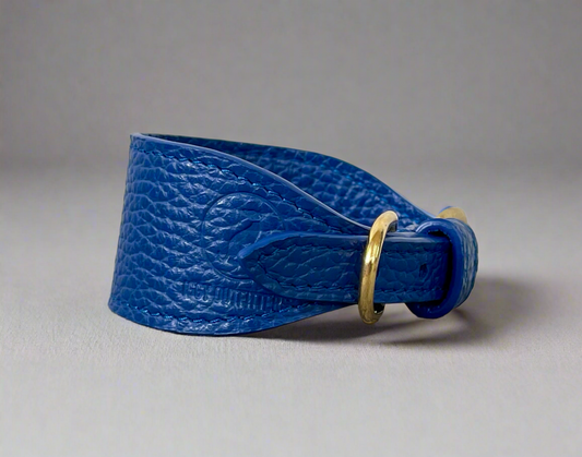 Super soft leather Whippet collar -  Indian Ocean Blue