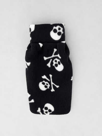 Ready to send Italian Greyhound puppy vest with harness hole - Black and white skulls