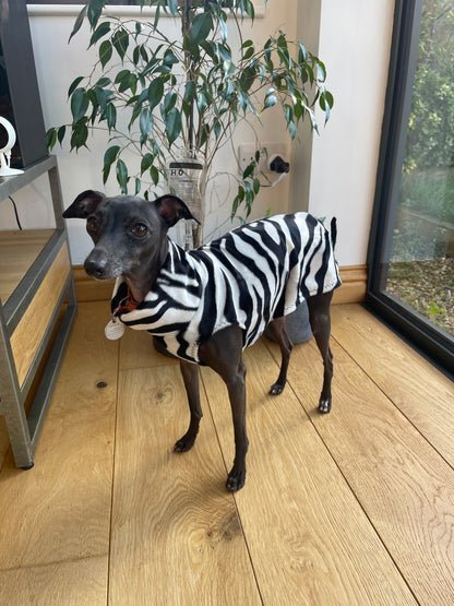 Made to order Italian Greyhound faux fur vest jumper - Zebra