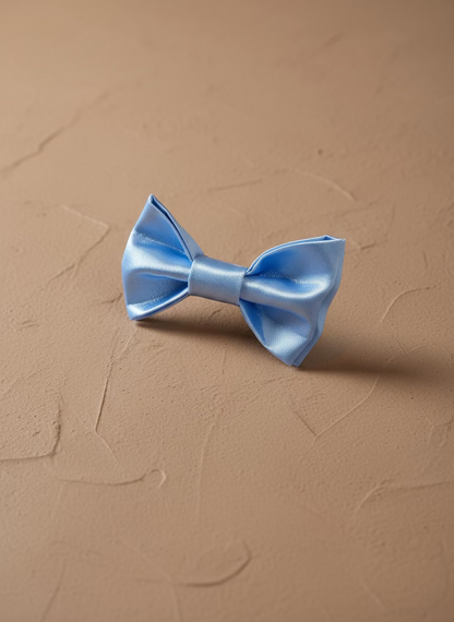 Baby blue satin bow tie