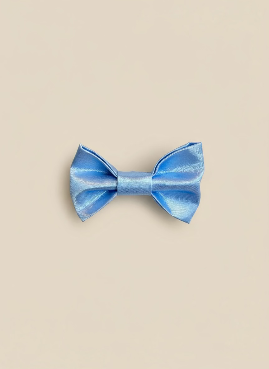 Baby blue satin bow tie