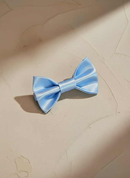 Baby blue satin bow tie
