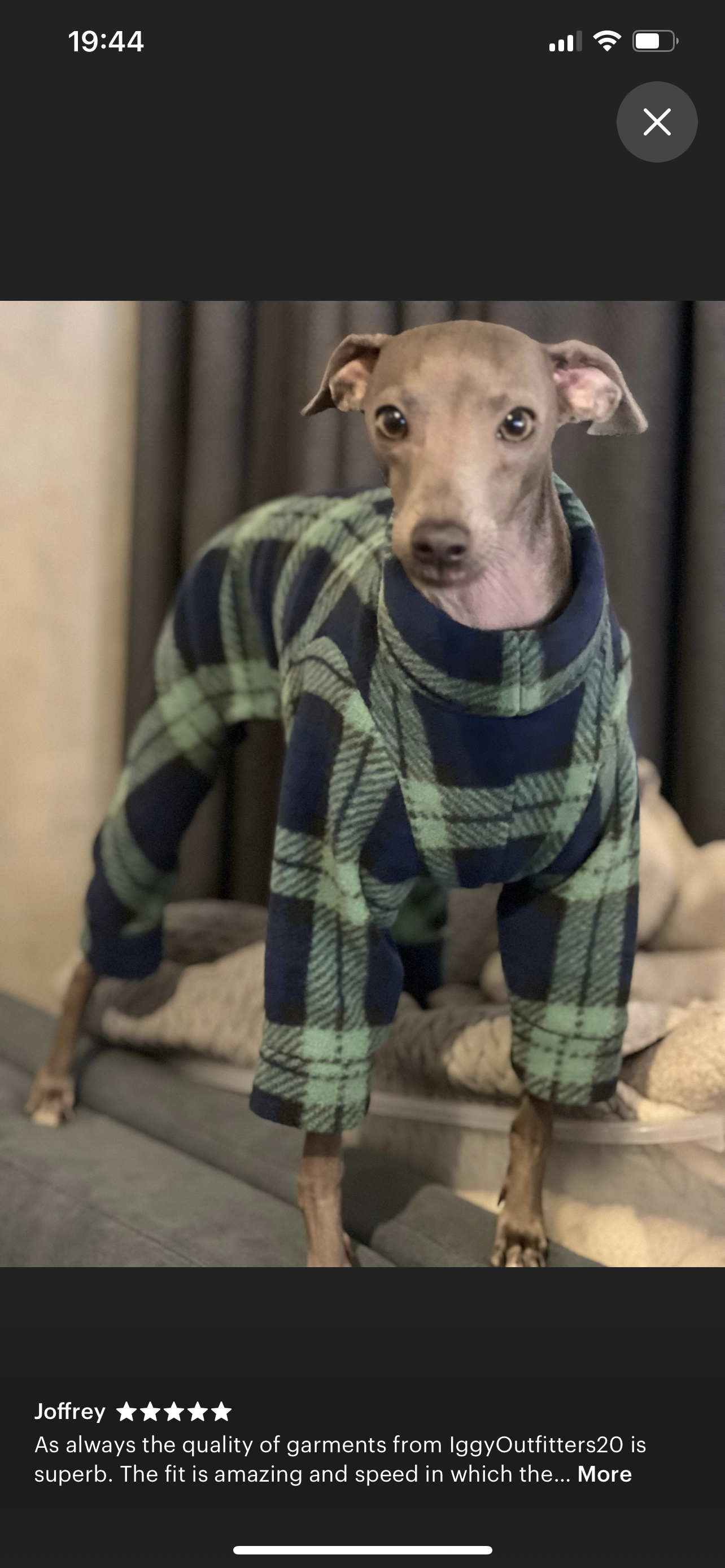 Italian greyhound onesie size XXL - Patterned fleece