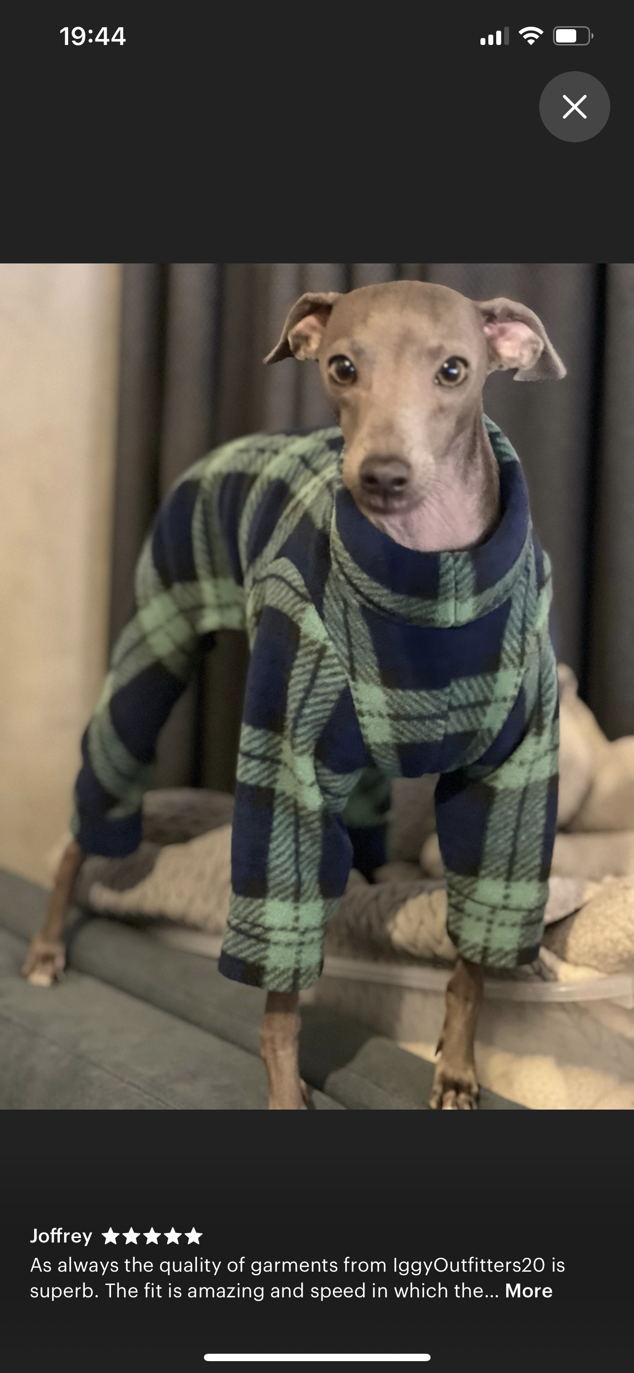 Italian greyhound onesie size XS - Patterned fleece