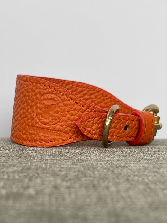 Super soft leather Whippet collar - Burnt Orange