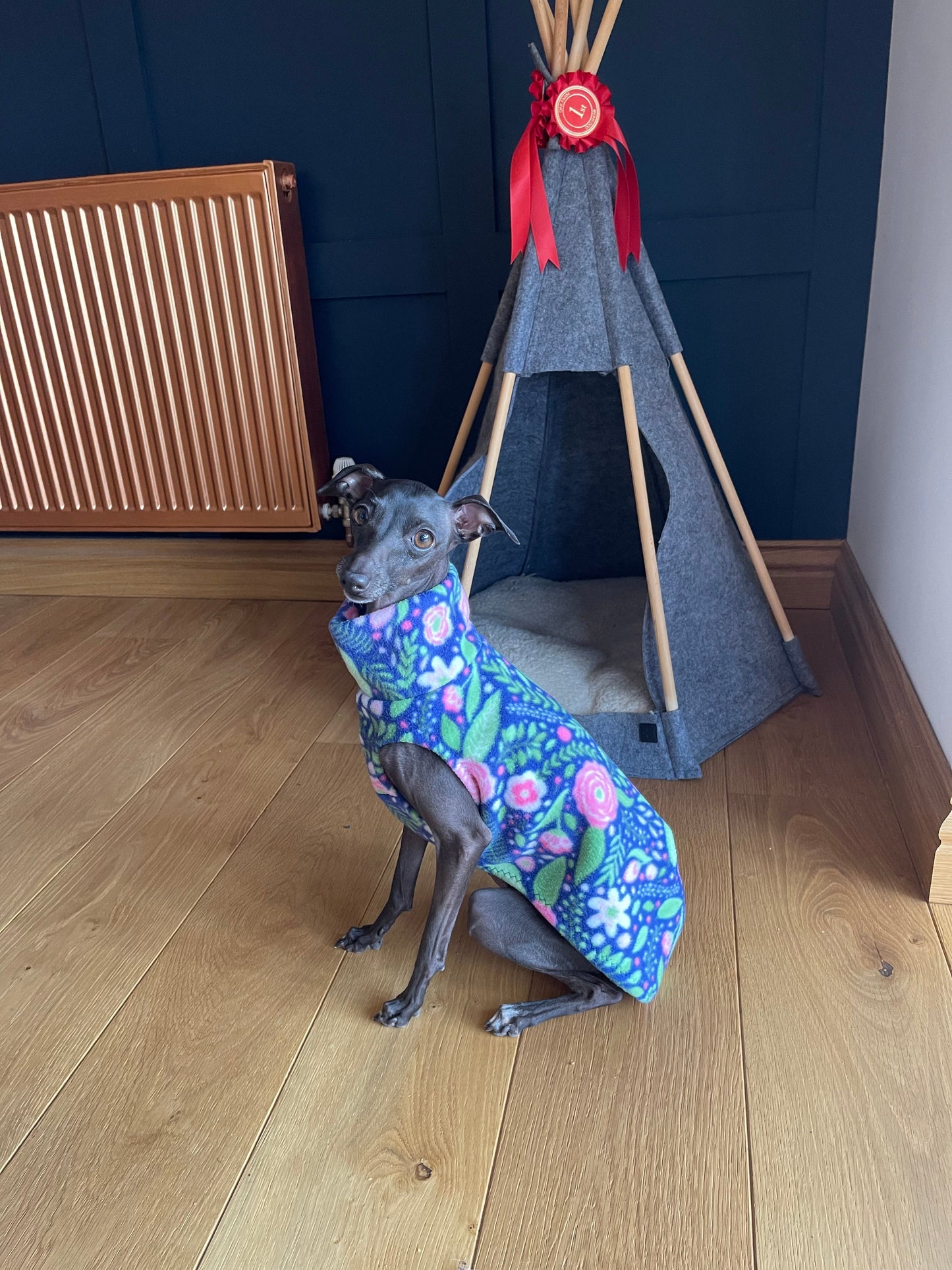 Made to order Italian Greyhound fleece vest jumper size L - Patterned fleece